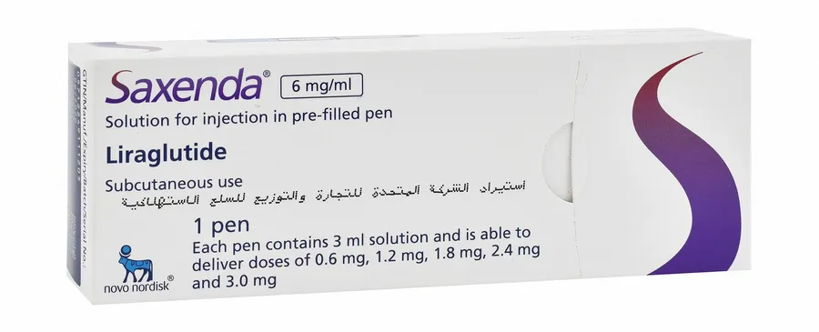 قلم محلول ساكسيندا يحتوي على 6 مجم لكل مل ليراجلوتيد للحقن تحت الجلد